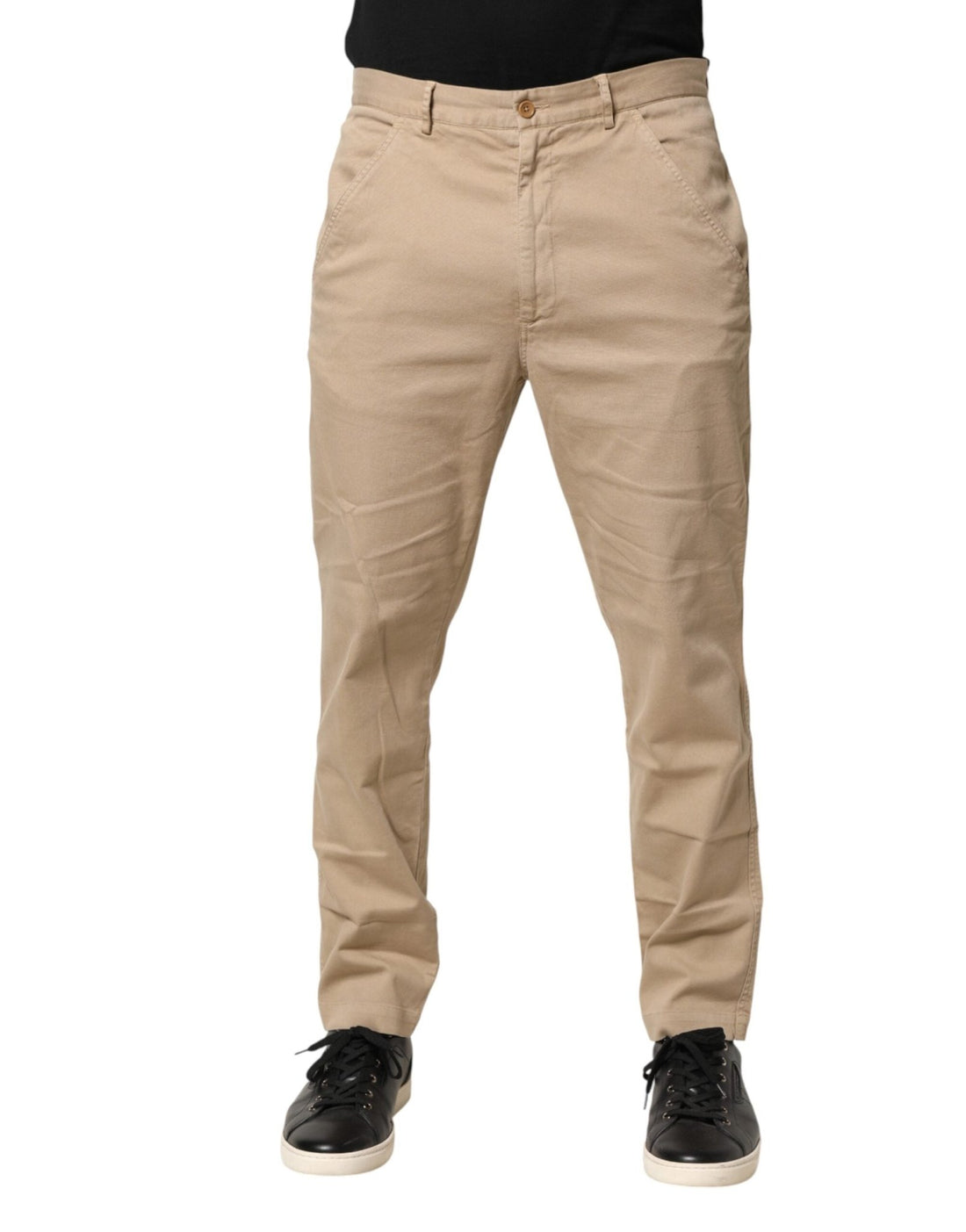 Daniele Alessandrini Beige Cotton Skinny Chino Trouser Pants - RIMODA