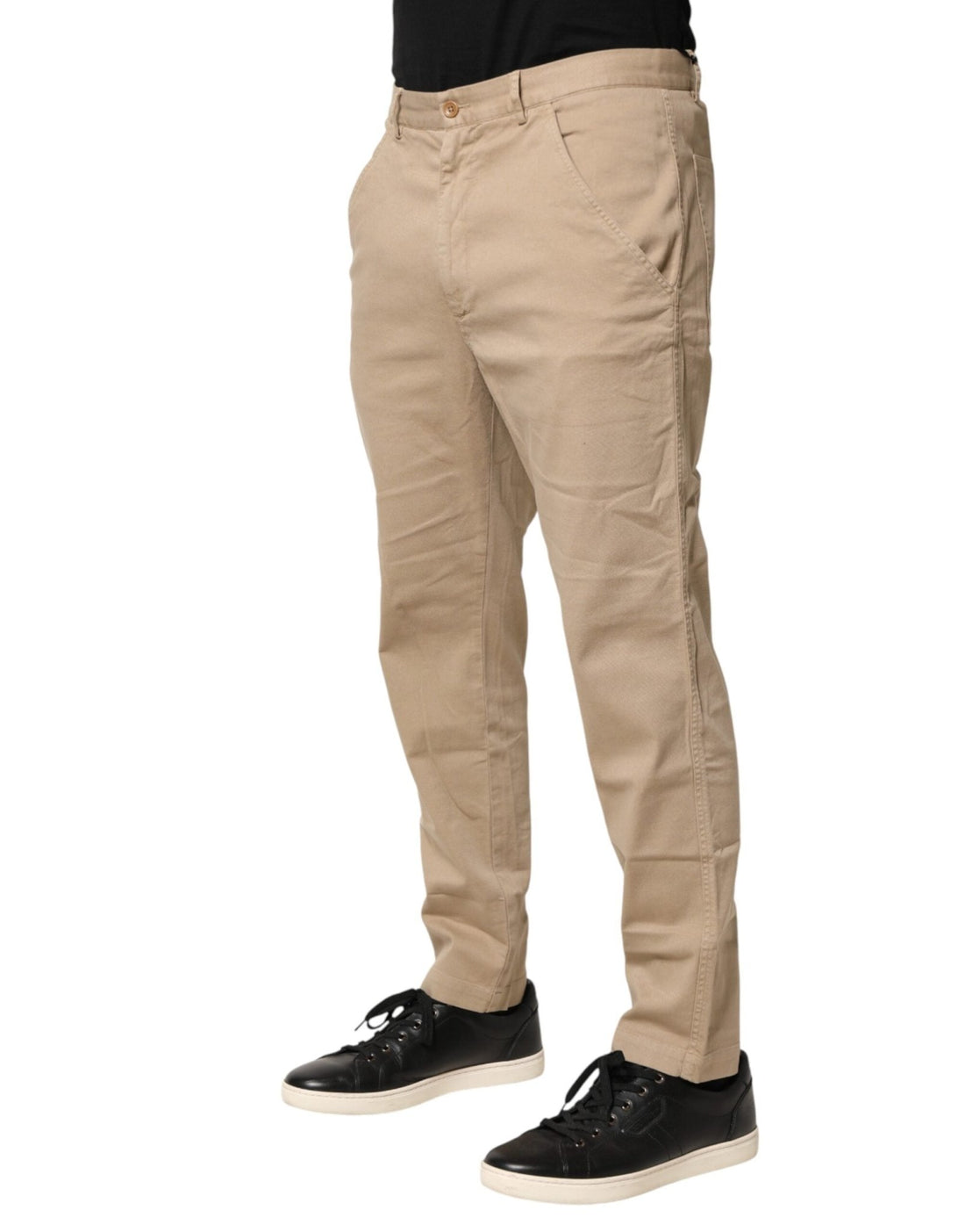 Daniele Alessandrini Beige Cotton Skinny Chino Trouser Pants - RIMODA