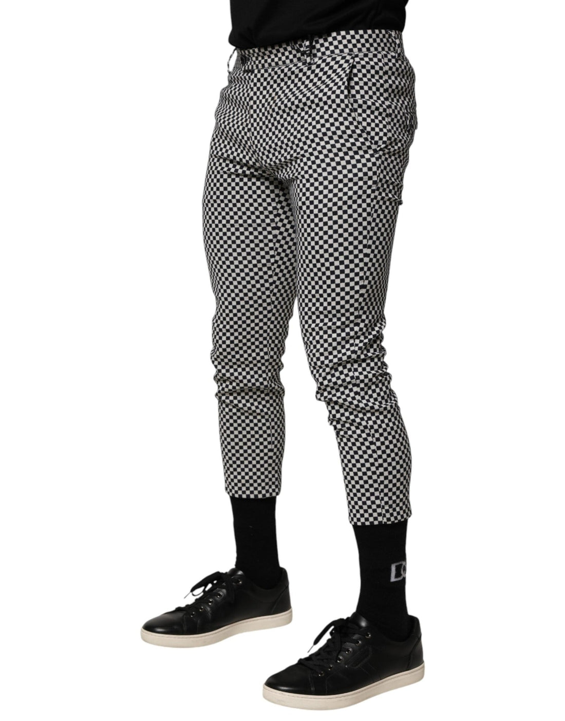 Daniele Alessandrini Black White Checkered Men Cropped Pants - RIMODA