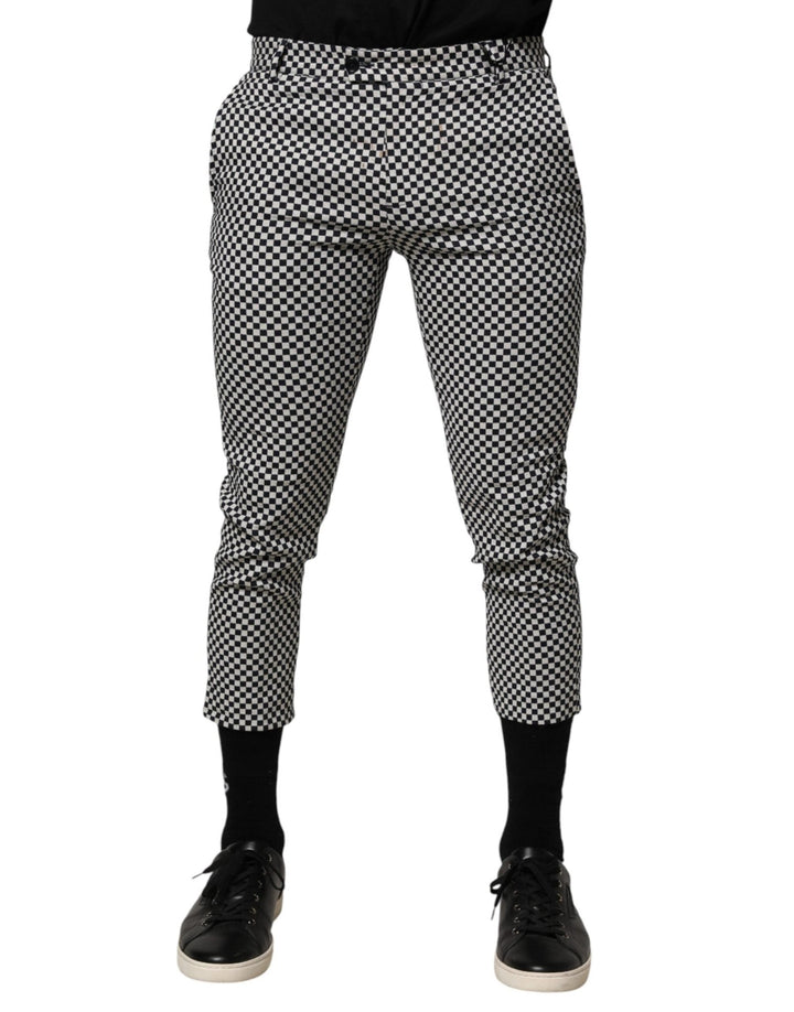 Daniele Alessandrini Black White Checkered Men Cropped Pants - RIMODA