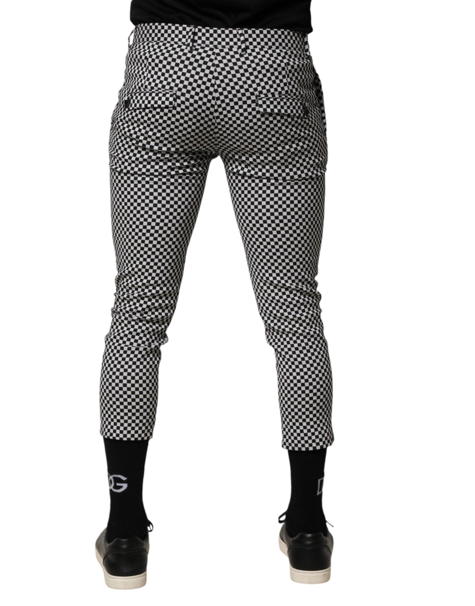 Daniele Alessandrini Black White Checkered Men Cropped Pants - RIMODA