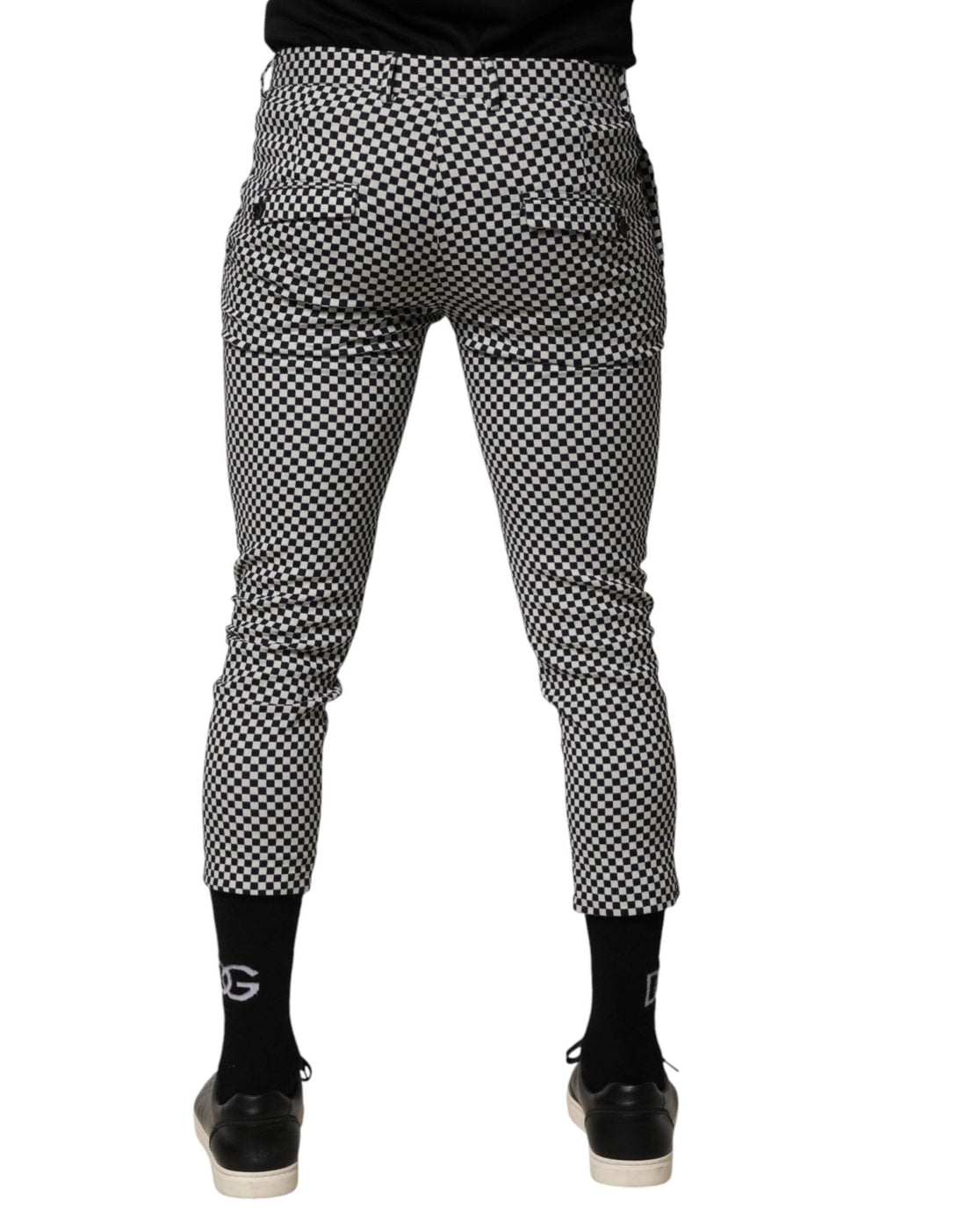 Daniele Alessandrini Black White Checkered Men Cropped Pants - RIMODA