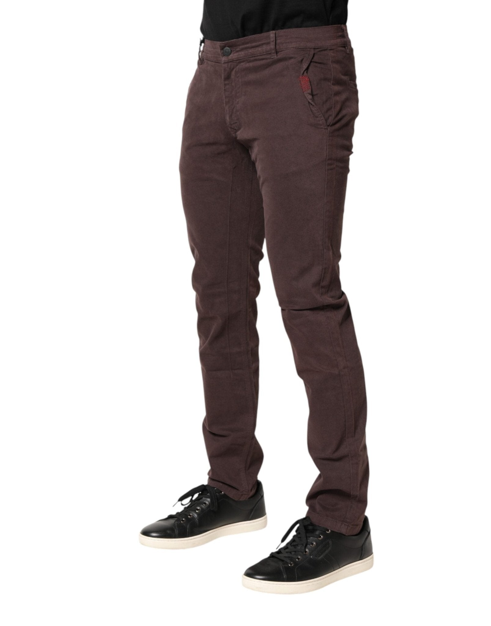 Daniele Alessandrini Brown Cotton Mid Waist Skinny Men Denim Jeans - RIMODA