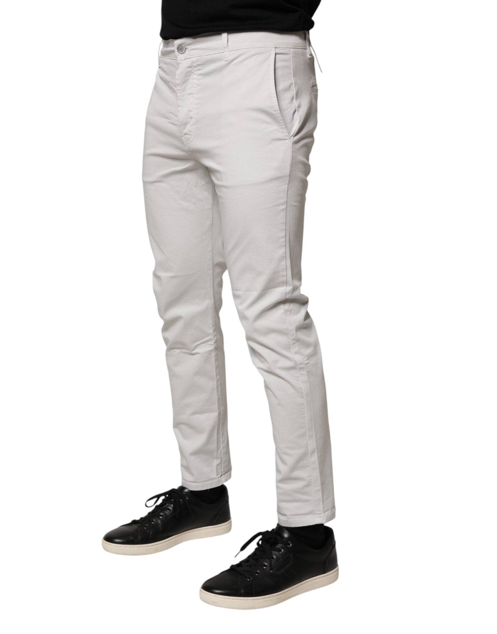 Daniele Alessandrini White Cotton Mid Waist Skinny Men Denim Jeans - RIMODA