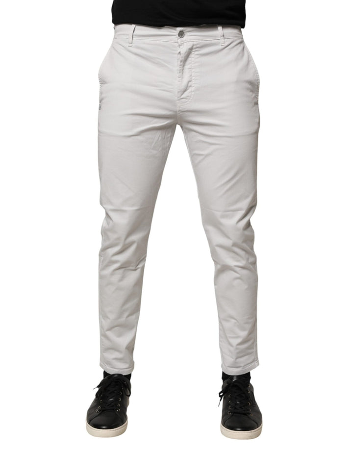 Daniele Alessandrini White Cotton Mid Waist Skinny Men Denim Jeans - RIMODA