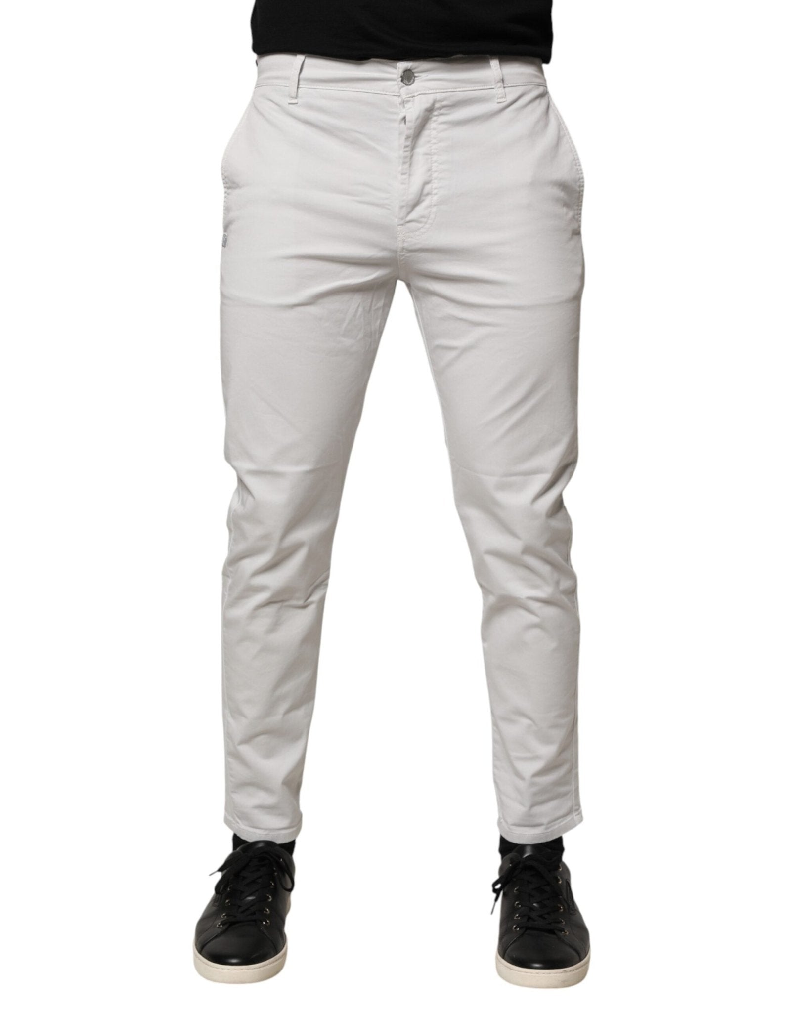 Daniele Alessandrini White Cotton Mid Waist Skinny Men Denim Jeans - RIMODA