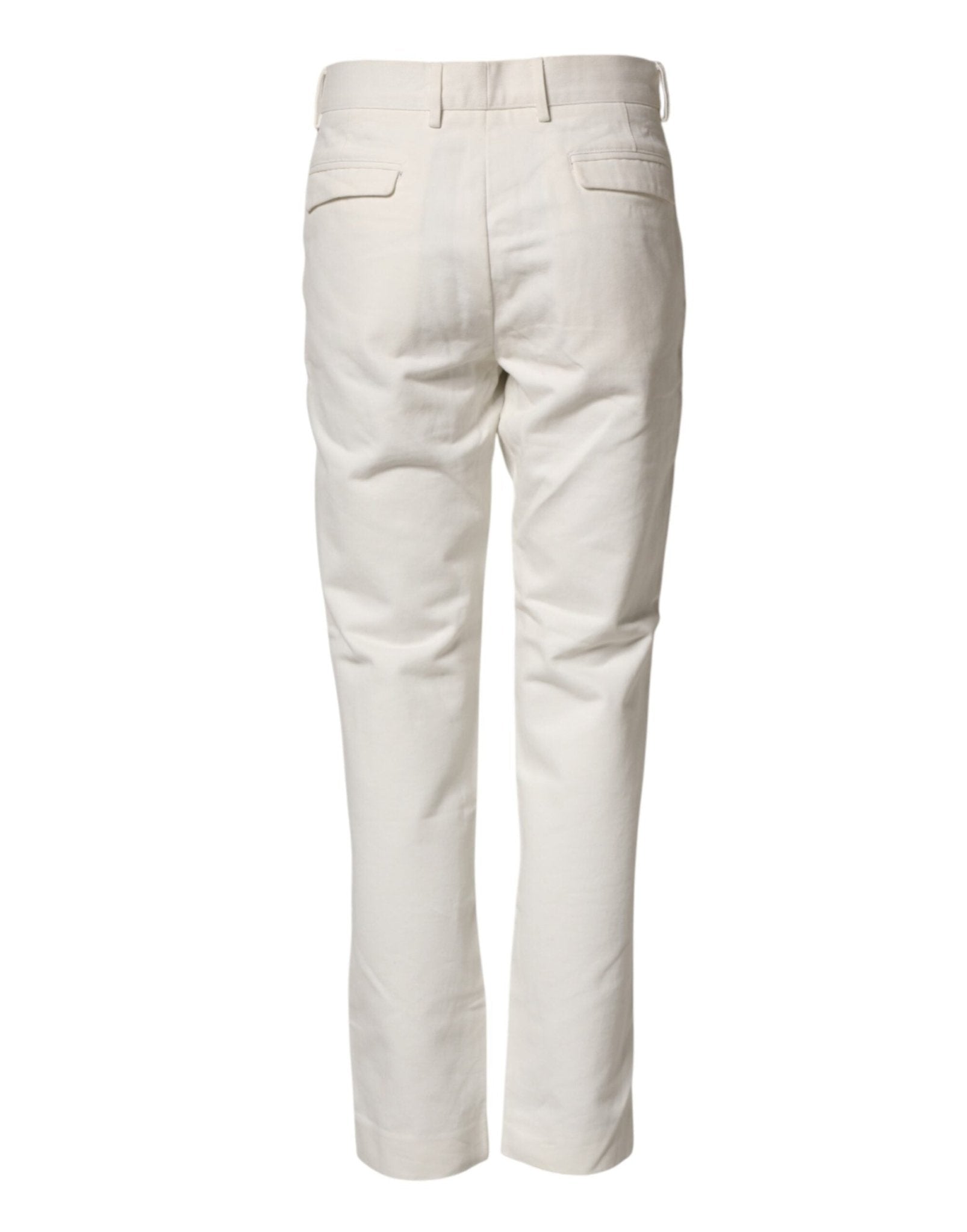 Daniele Alessandrini White Cotton Straight Chino Trouser Pants - RIMODA