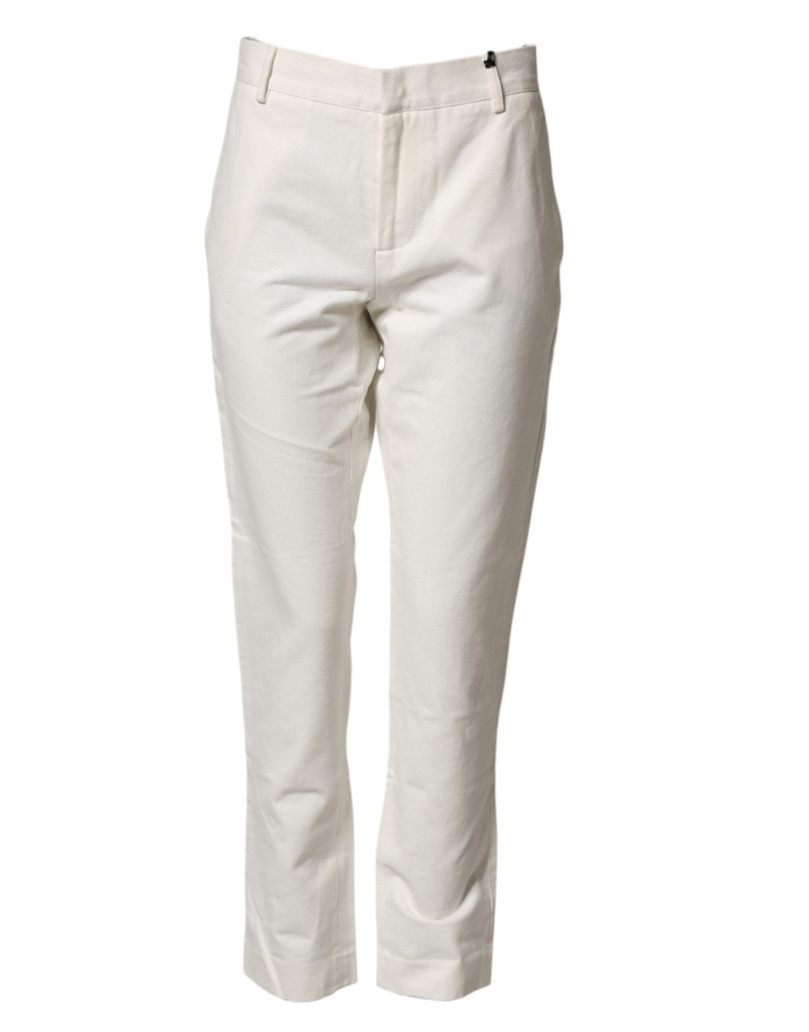 Daniele Alessandrini White Cotton Straight Chino Trouser Pants - RIMODA