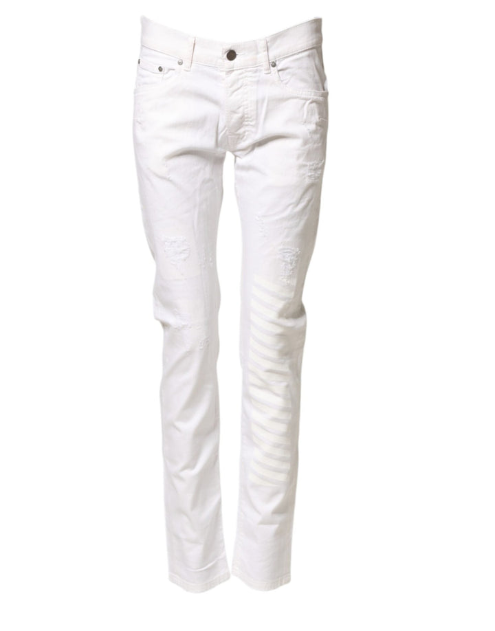 Daniele Alessandrini White Cotton Stretch Skinny Denim Jeans - RIMODA
