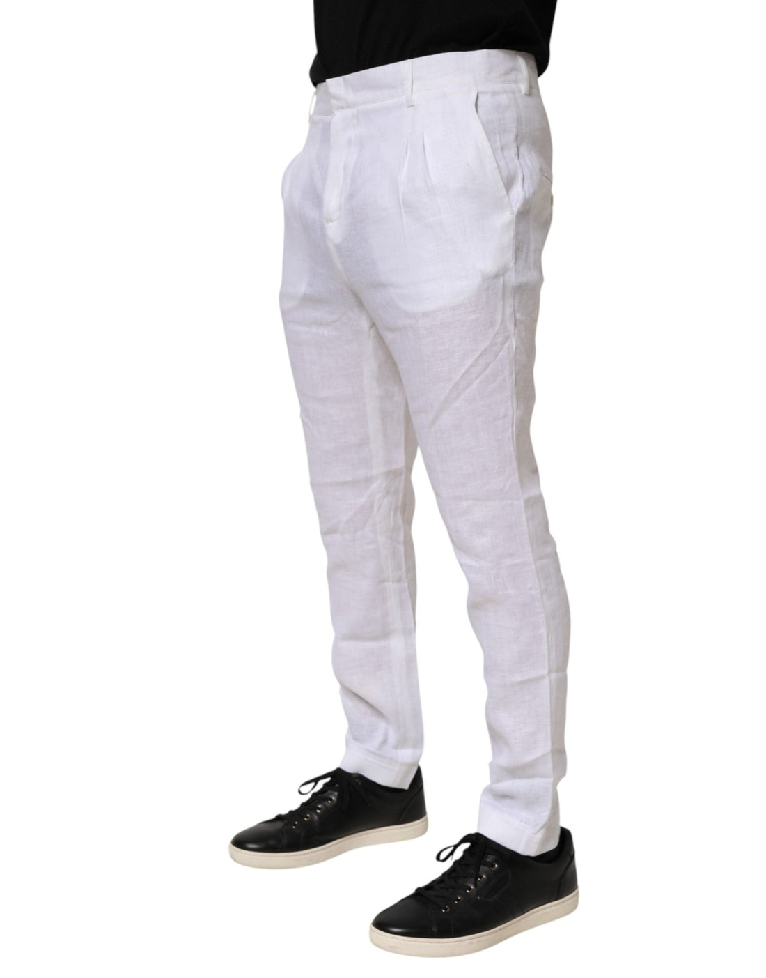 Daniele Alessandrini White Linen Formal Dress Trouser Pants - RIMODA