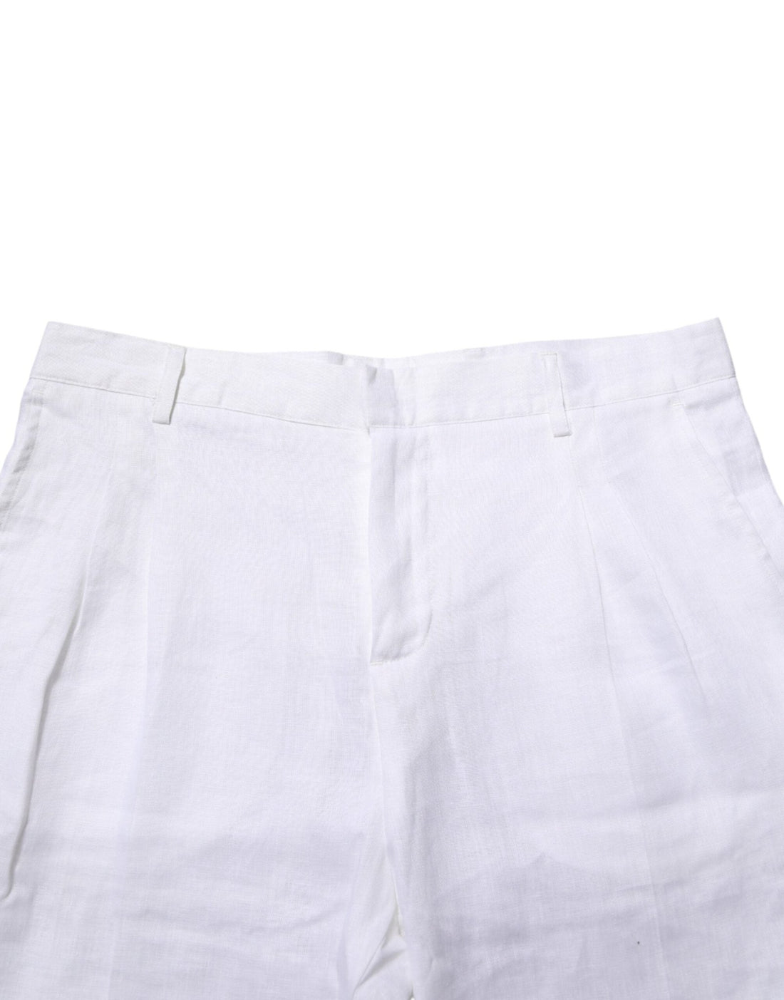 Daniele Alessandrini White Linen Formal Dress Trouser Pants - RIMODA