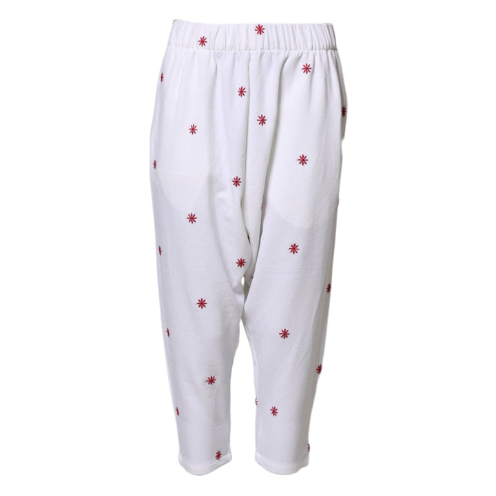 Department 5 White Floral Tapered High Waist Cropped Pants - RIMODA
