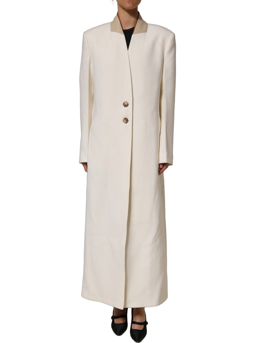 Di Stavnitser Antwerp White Wool Long Trench Coat Jacket - RIMODA