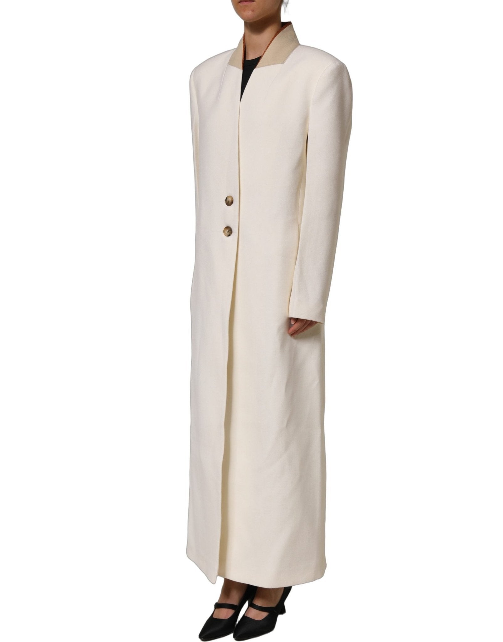 Di Stavnitser Antwerp White Wool Long Trench Coat Jacket - RIMODA