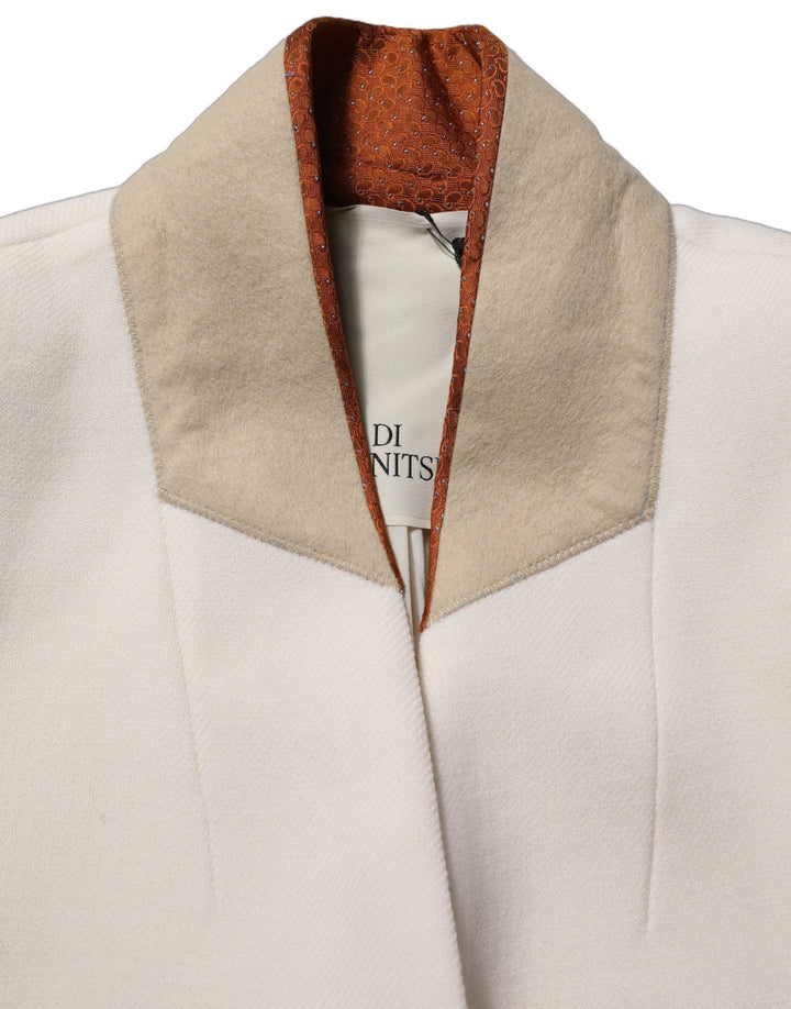 Di Stavnitser Antwerp White Wool Long Trench Coat Jacket - RIMODA