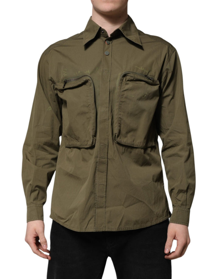 Dolce & Gabbana Army Green Button Down Long Sleeves Shirt - RIMODA