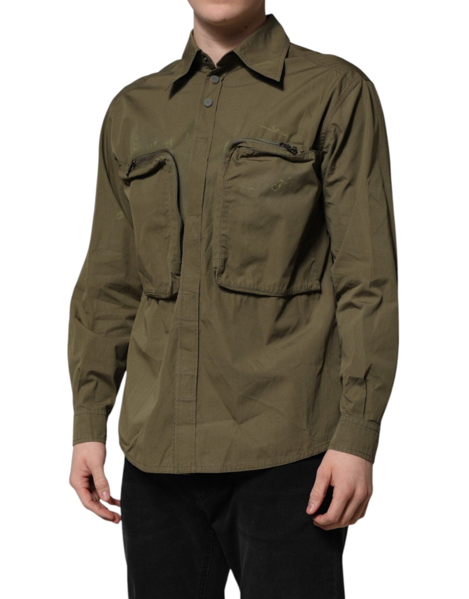 Dolce & Gabbana Army Green Button Down Long Sleeves Shirt - RIMODA