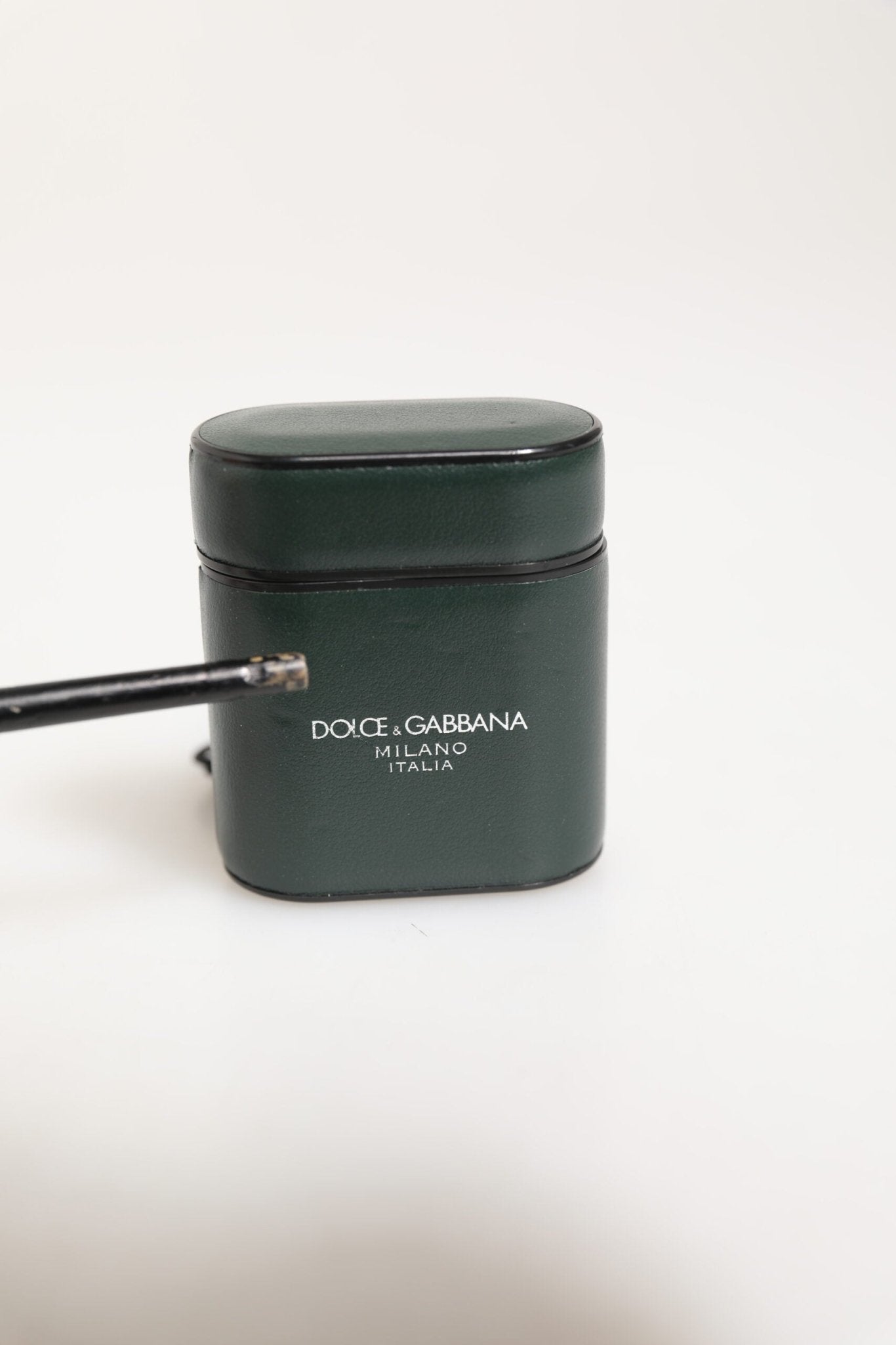 Dolce & Gabbana Army Green Calfskin Leather Logo Flip Holder Airpods Case - RIMODA