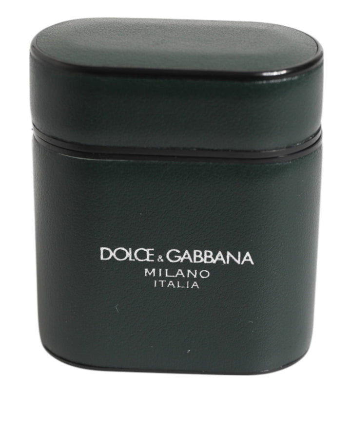 Dolce & Gabbana Army Green Calfskin Leather Logo Flip Holder Airpods Case - RIMODA