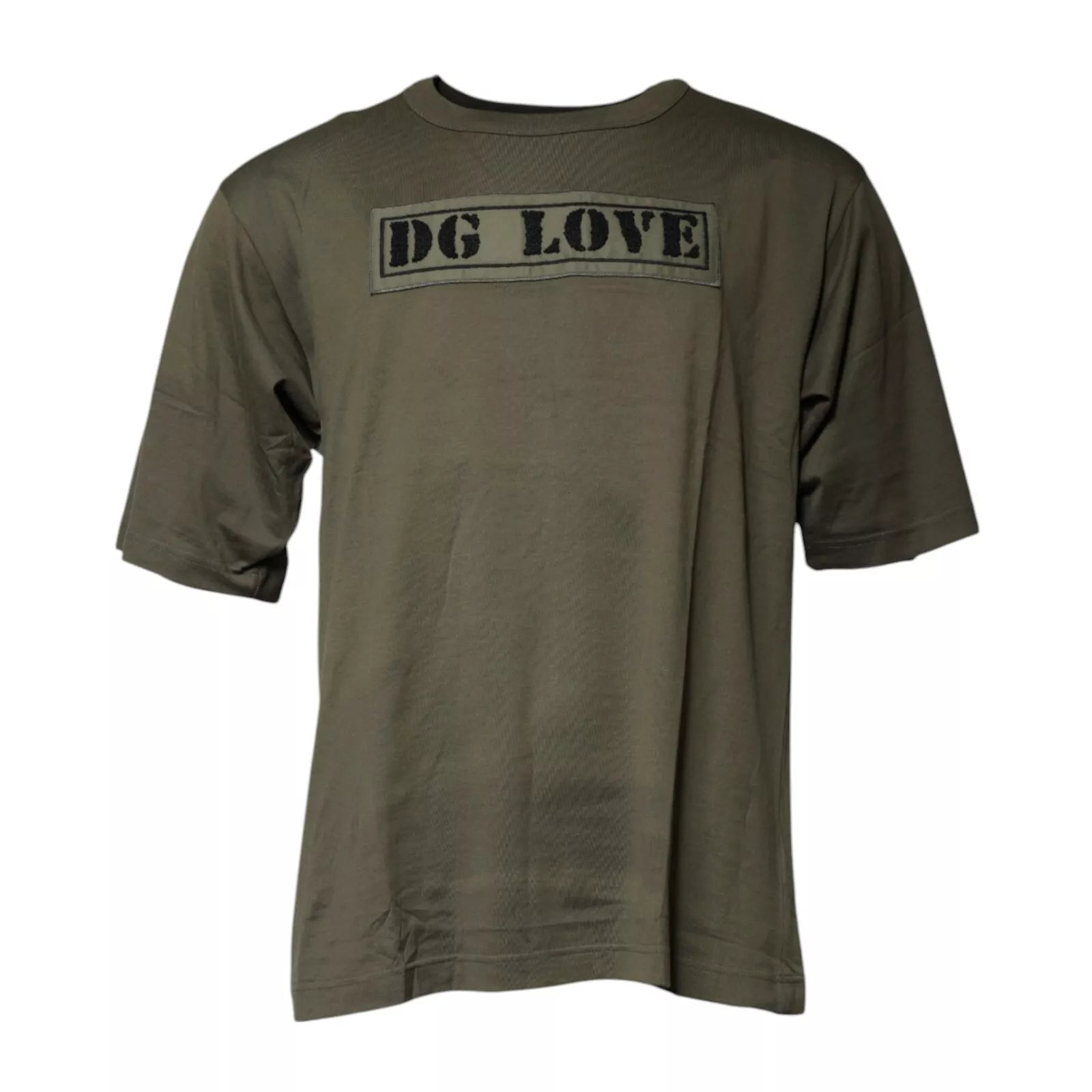 Dolce & Gabbana Army Green DG Love Cotton Crew Neck T-shirt - RIMODA