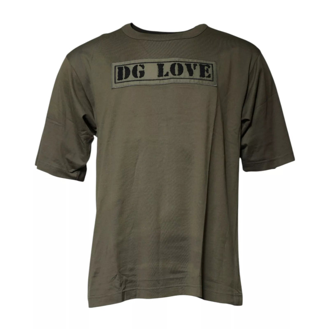 Dolce & Gabbana Army Green DG Love Cotton Crew Neck T-shirt - RIMODA