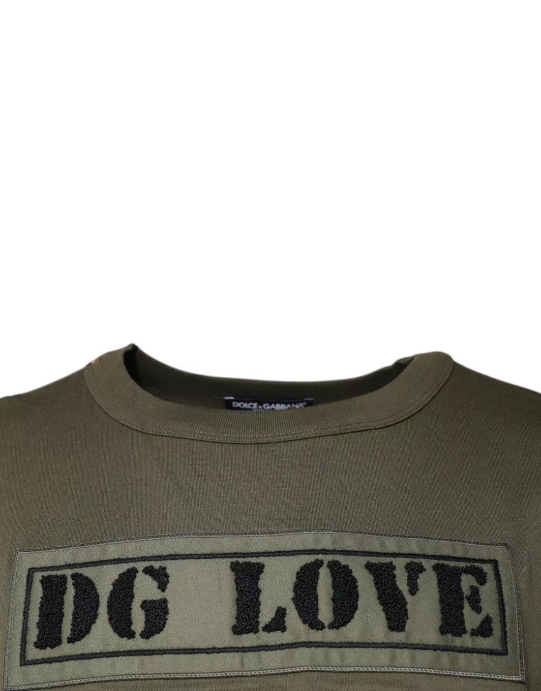 Dolce & Gabbana Army Green DG Love Cotton Crew Neck T-shirt - RIMODA