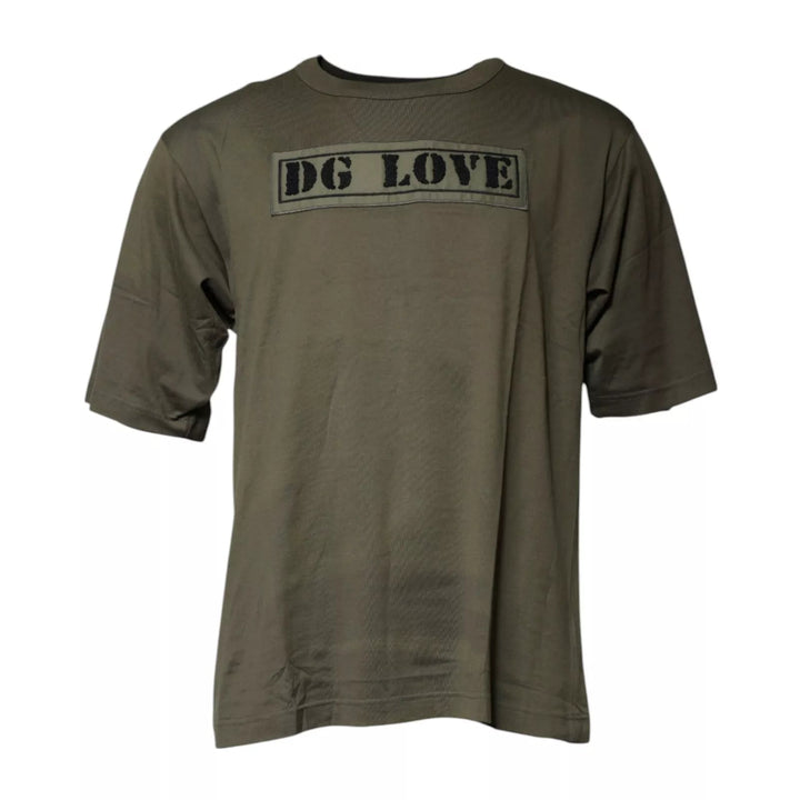 Dolce & Gabbana Army Green DG Love Cotton Crew Neck T-shirt - RIMODA