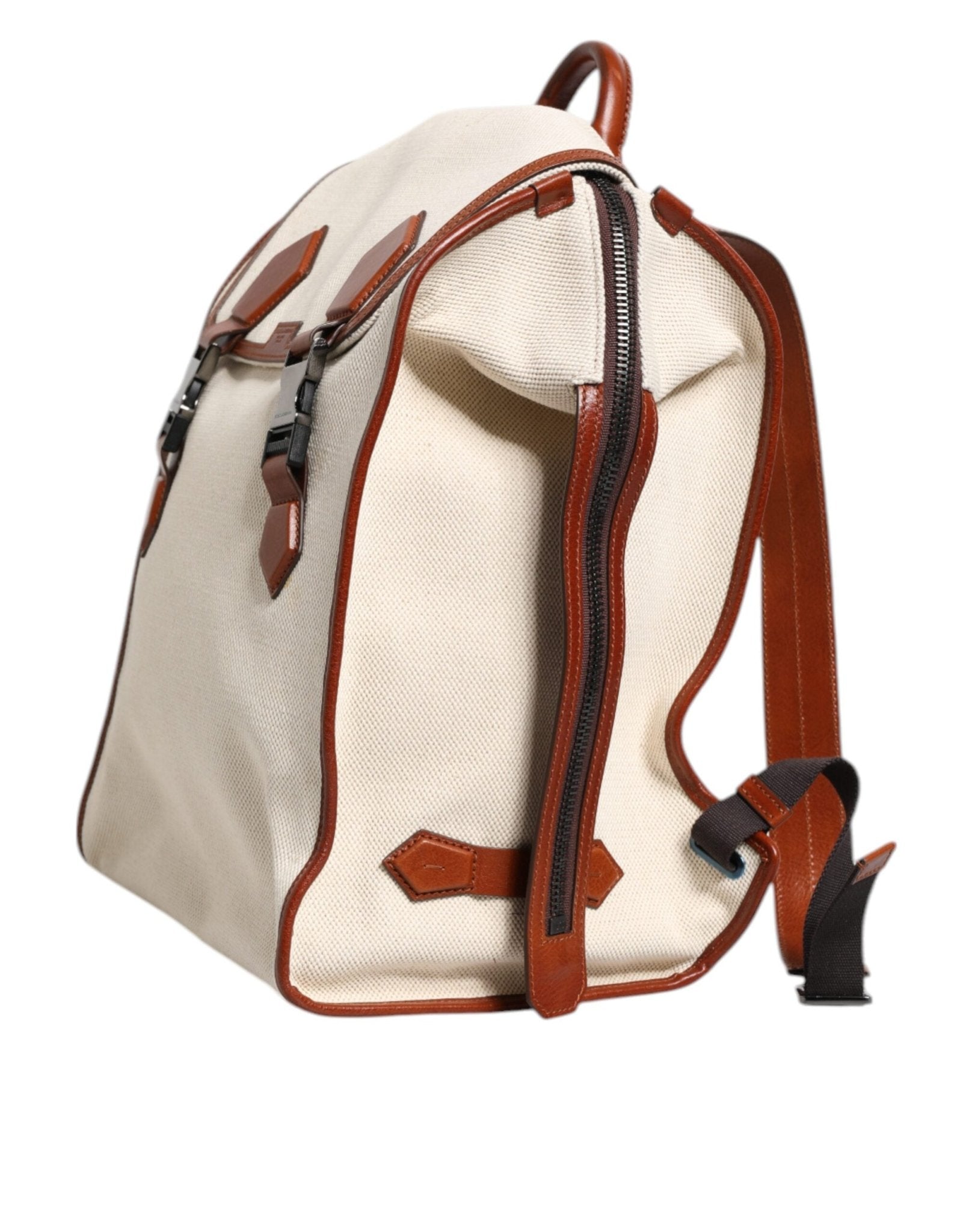 Dolce & Gabbana Beige Brown Canvas Leather EDGE Travel Men Back Pack Bag - RIMODA