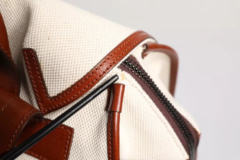 Dolce & Gabbana Beige Brown Canvas Leather EDGE Travel Men Back Pack Bag - RIMODA