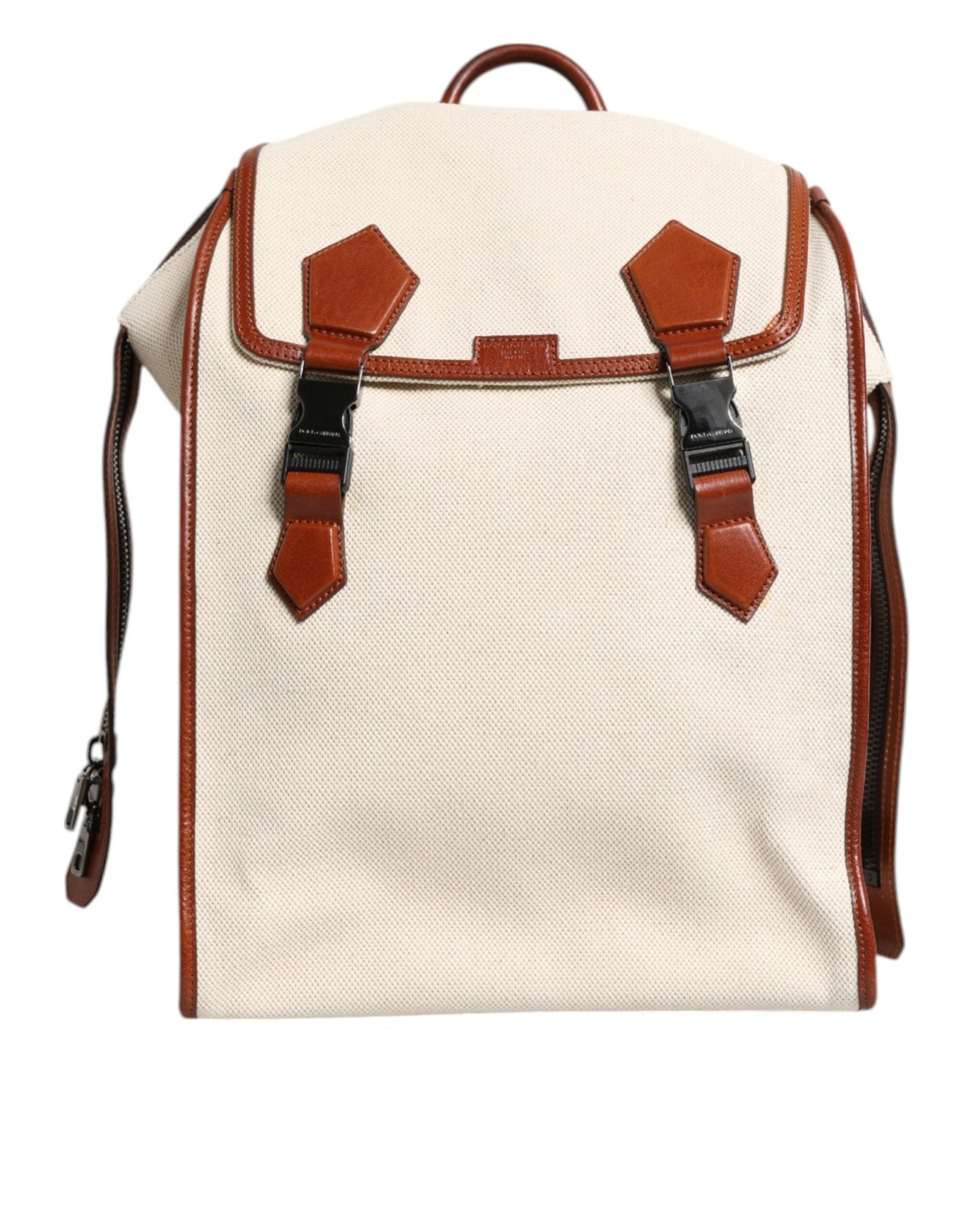Dolce & Gabbana Beige Brown Canvas Leather EDGE Travel Men Back Pack Bag - RIMODA