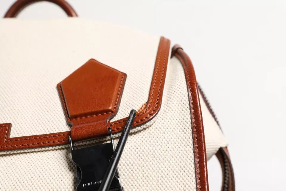 Dolce & Gabbana Beige Brown Canvas Leather EDGE Travel Men Back Pack Bag - RIMODA