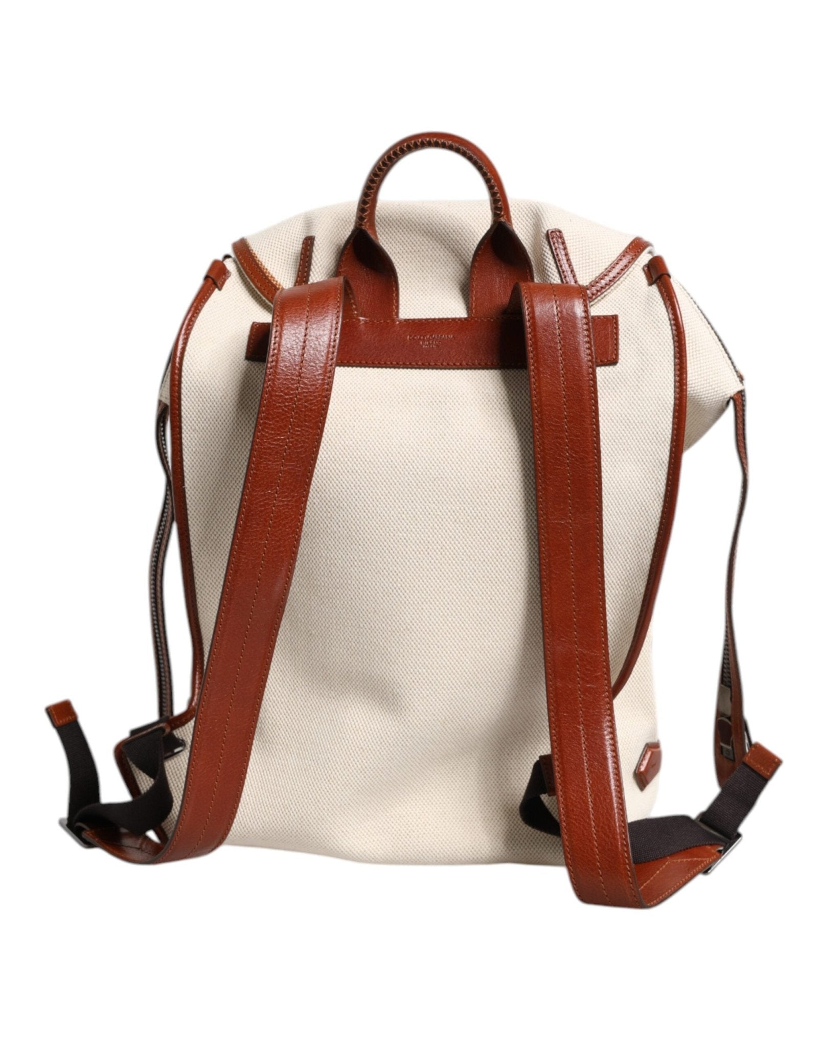 Dolce & Gabbana Beige Brown Canvas Leather EDGE Travel Men Back Pack Bag - RIMODA