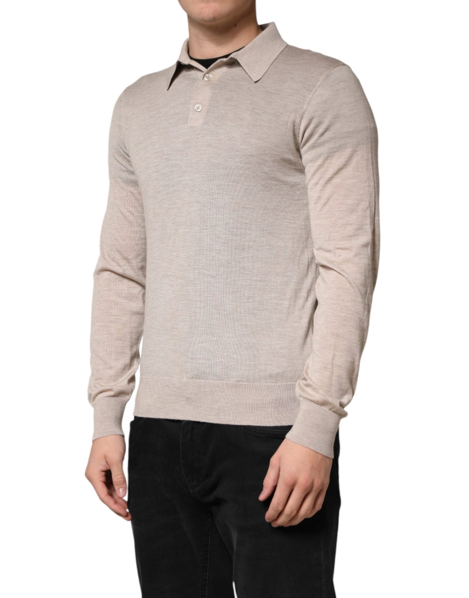 Dolce & Gabbana Beige Cashmere Collared PoloPullover Sweater - RIMODA