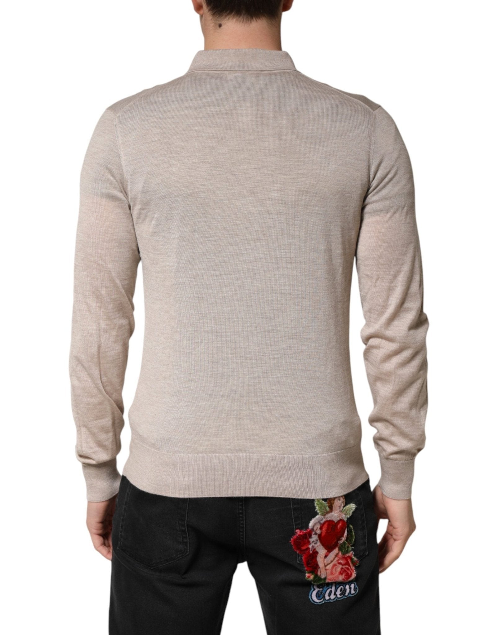 Dolce & Gabbana Beige Cashmere Collared PoloPullover Sweater - RIMODA