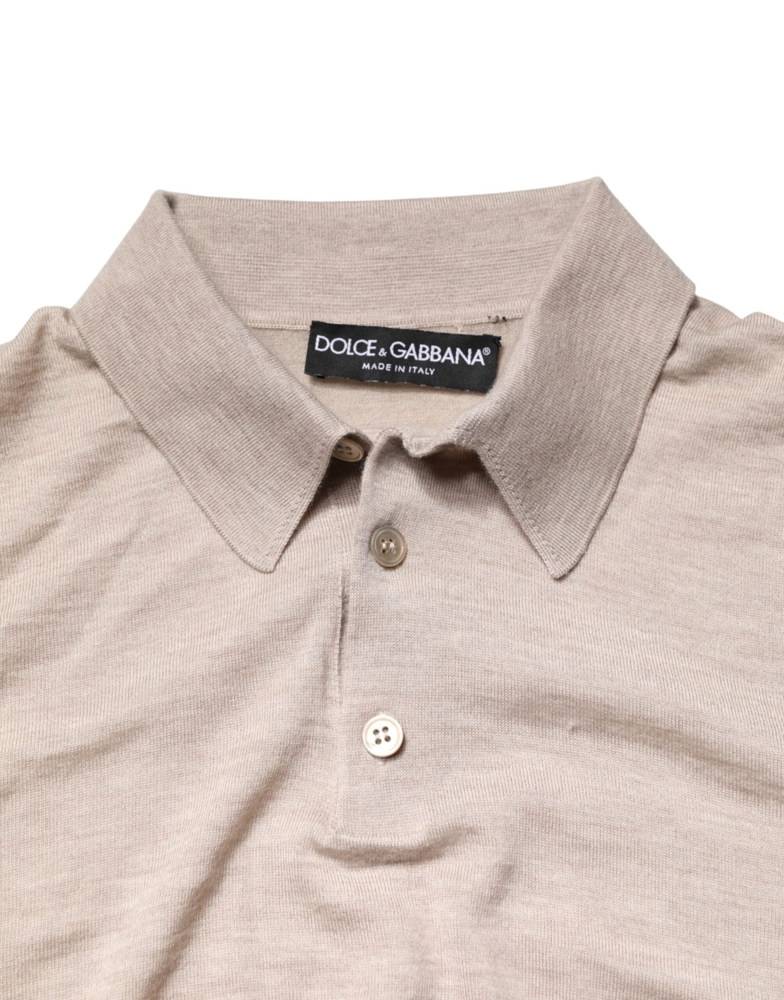 Dolce & Gabbana Beige Cashmere Collared PoloPullover Sweater - RIMODA