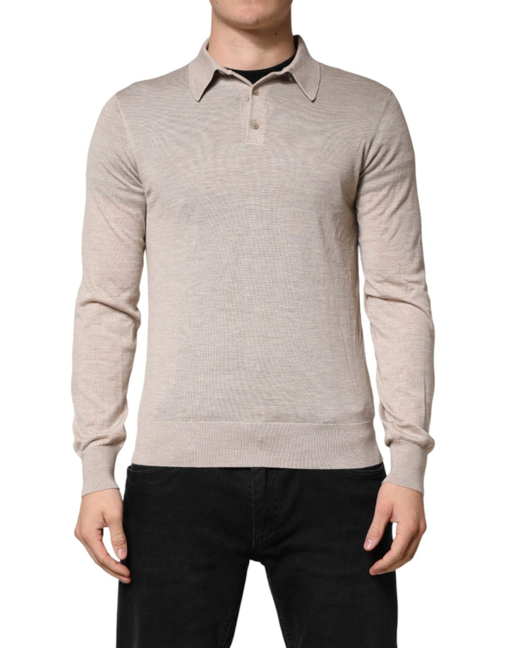 Dolce & Gabbana Beige Cashmere Collared PoloPullover Sweater - RIMODA