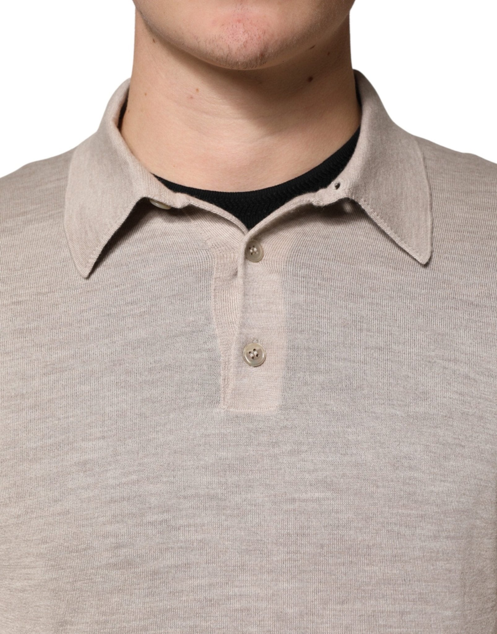 Dolce & Gabbana Beige Cashmere Collared PoloPullover Sweater - RIMODA