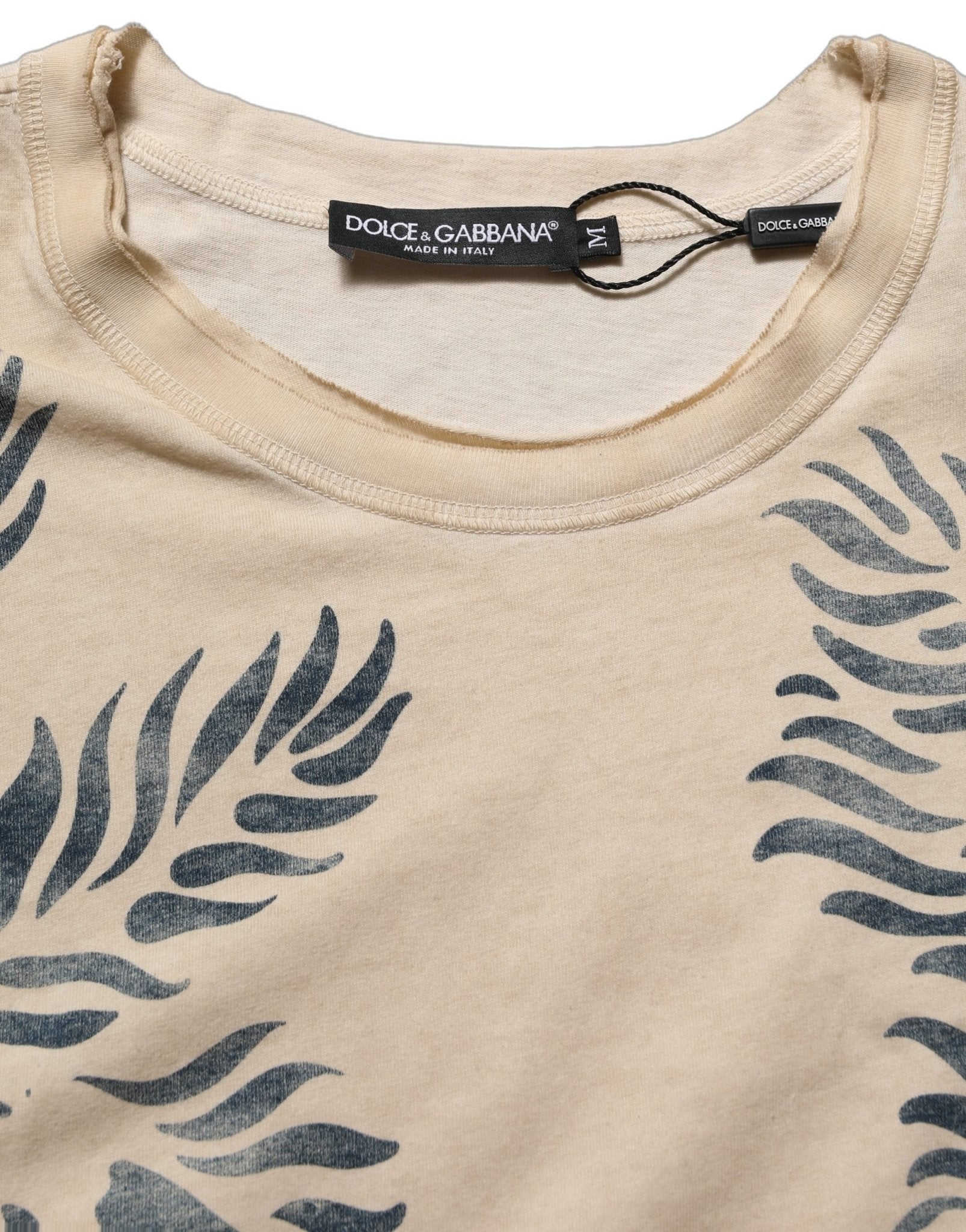 Dolce & Gabbana Beige Cotton Graphic Print Crew Neck T-shirt - RIMODA