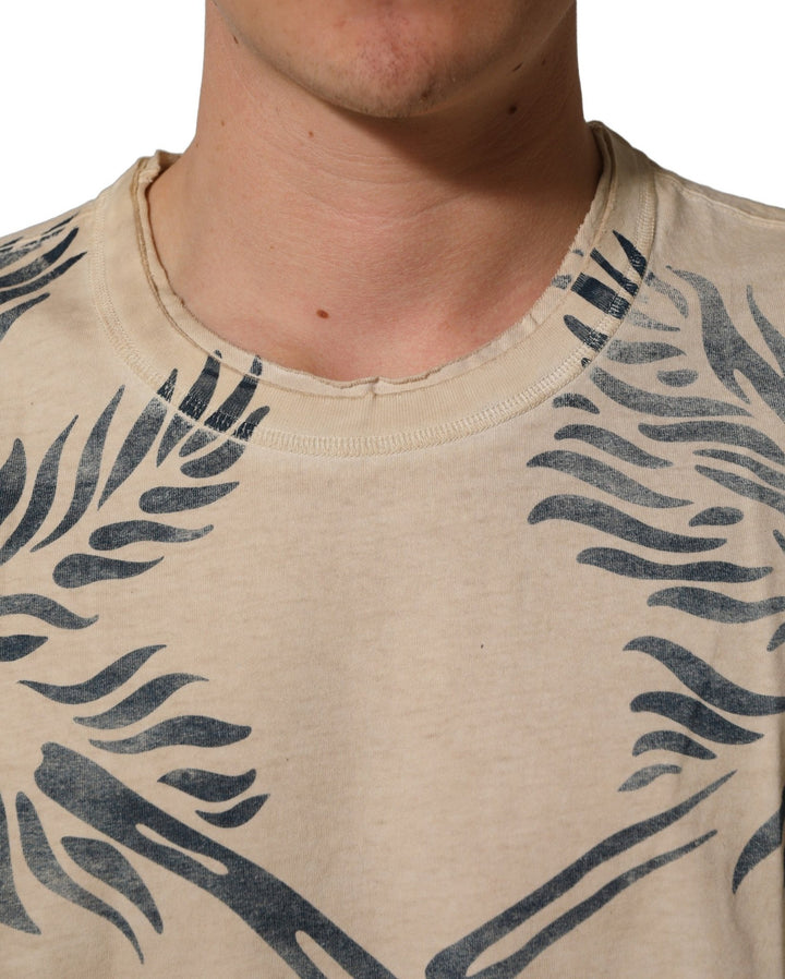 Dolce & Gabbana Beige Cotton Graphic Print Crew Neck T-shirt - RIMODA