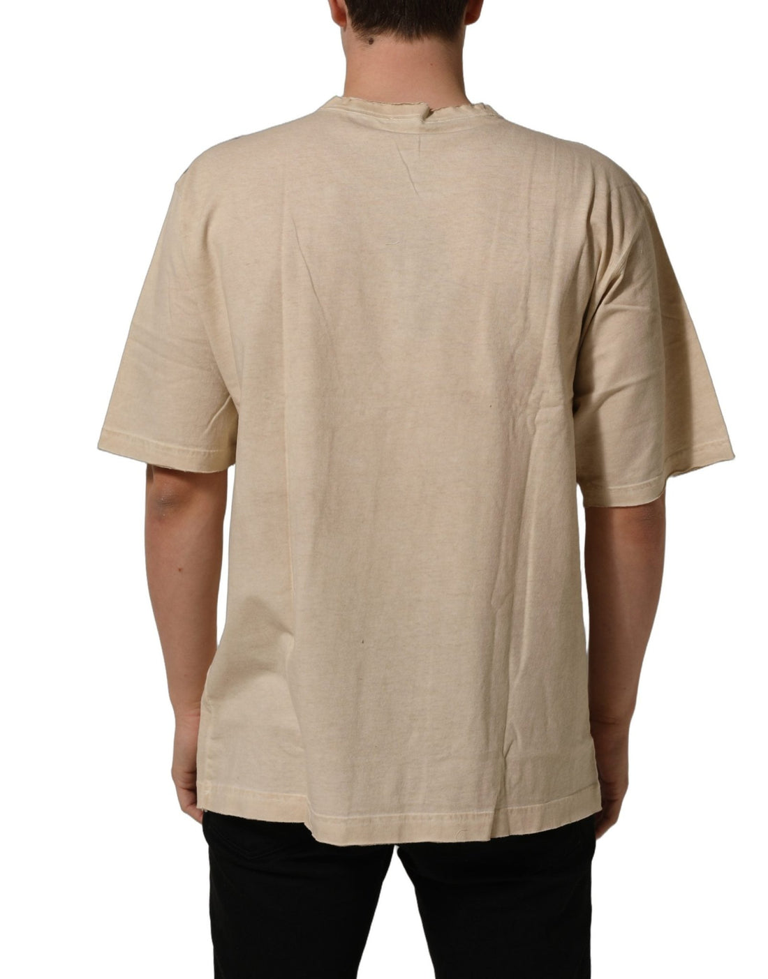 Dolce & Gabbana Beige Cotton Graphic Print Crew Neck T-shirt - RIMODA