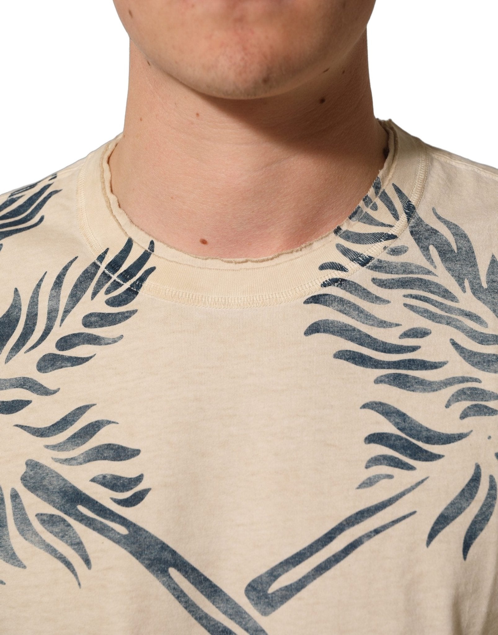Dolce & Gabbana Beige Cotton Graphic Print Crew Neck T-shirt - RIMODA