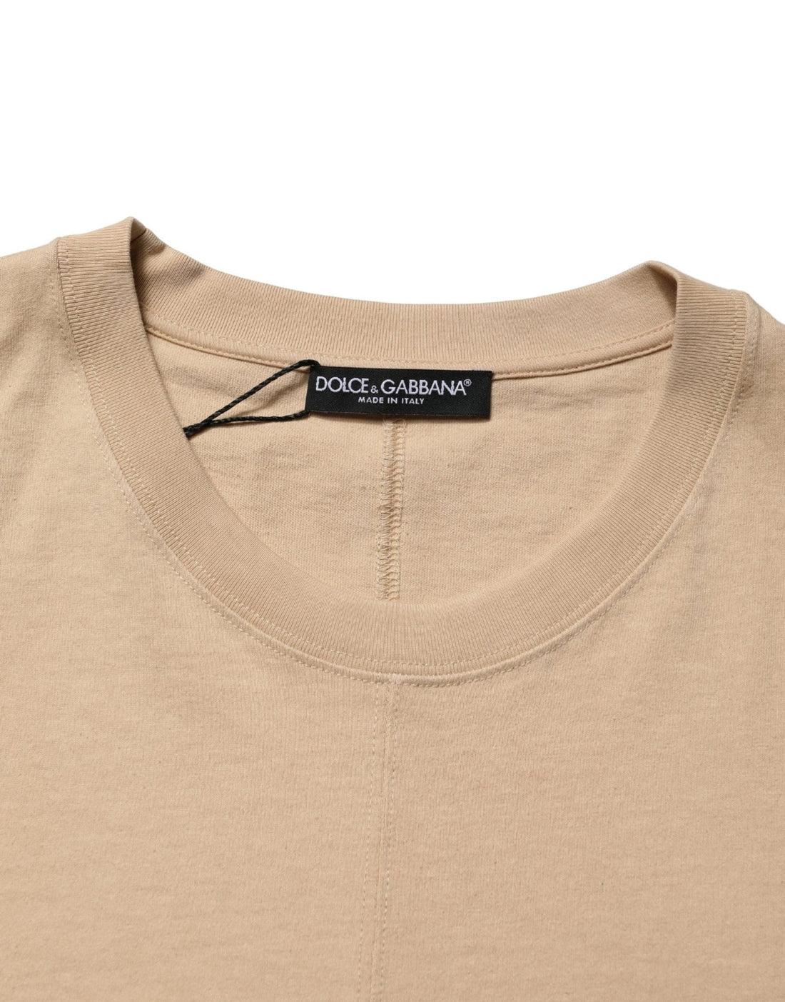 Dolce & Gabbana Beige Cotton Roundneck Oversized Fit T-shirt - RIMODA