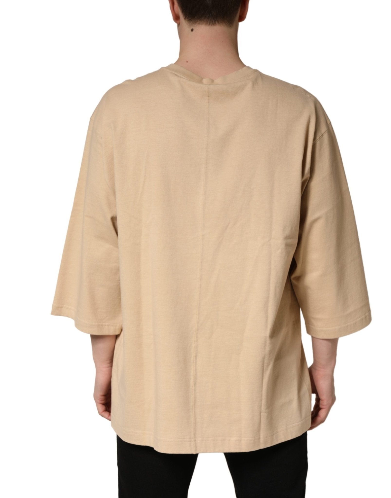Dolce & Gabbana Beige Cotton Roundneck Oversized Fit T-shirt - RIMODA