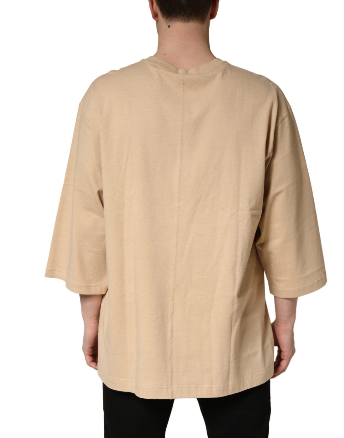 Dolce & Gabbana Beige Cotton Roundneck Oversized Fit T-shirt - RIMODA