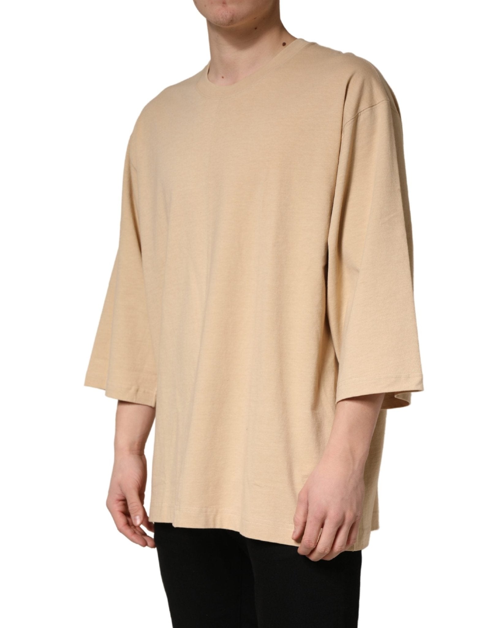 Dolce & Gabbana Beige Cotton Roundneck Oversized Fit T-shirt - RIMODA