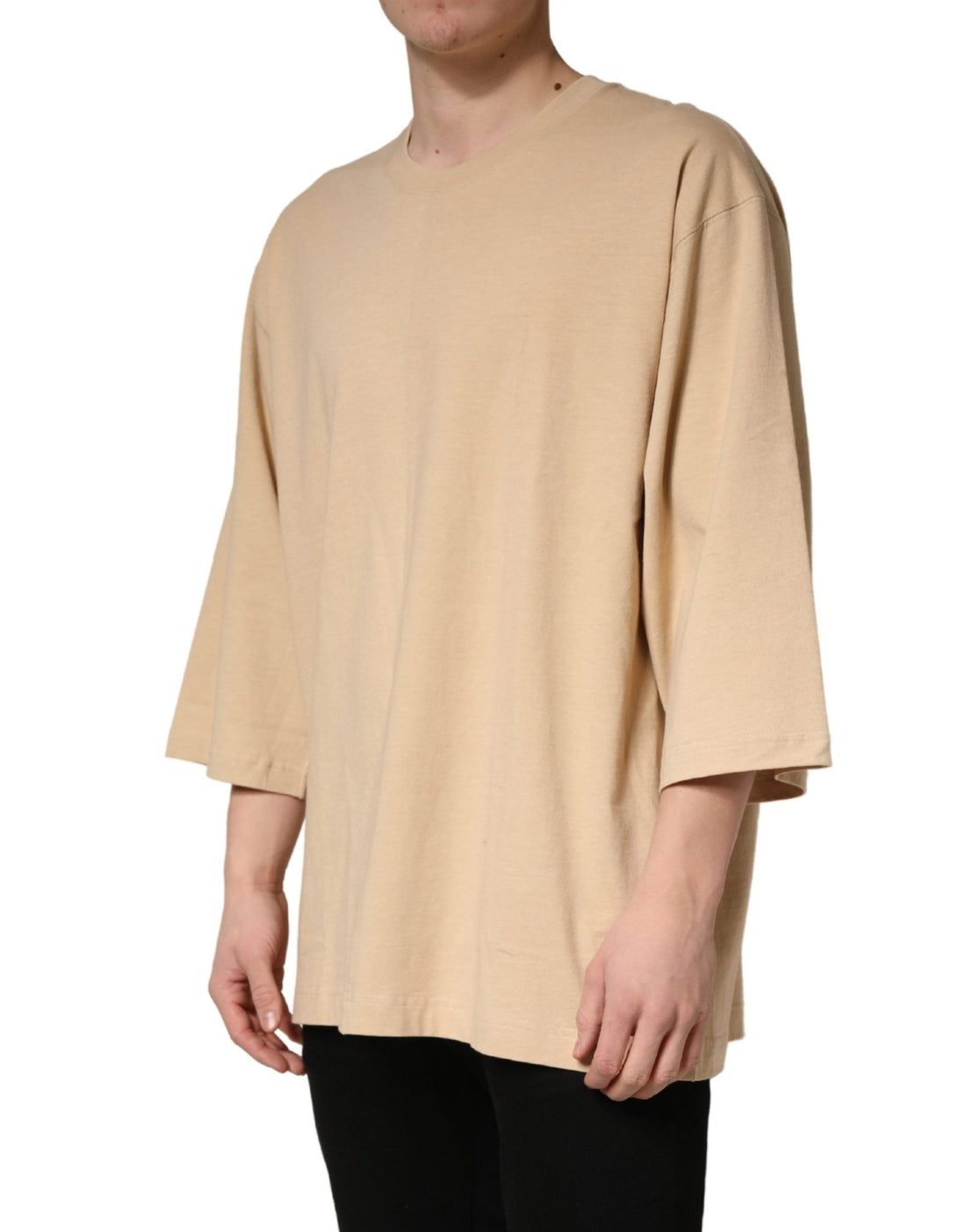 Dolce & Gabbana Beige Cotton Roundneck Oversized Fit T-shirt - RIMODA