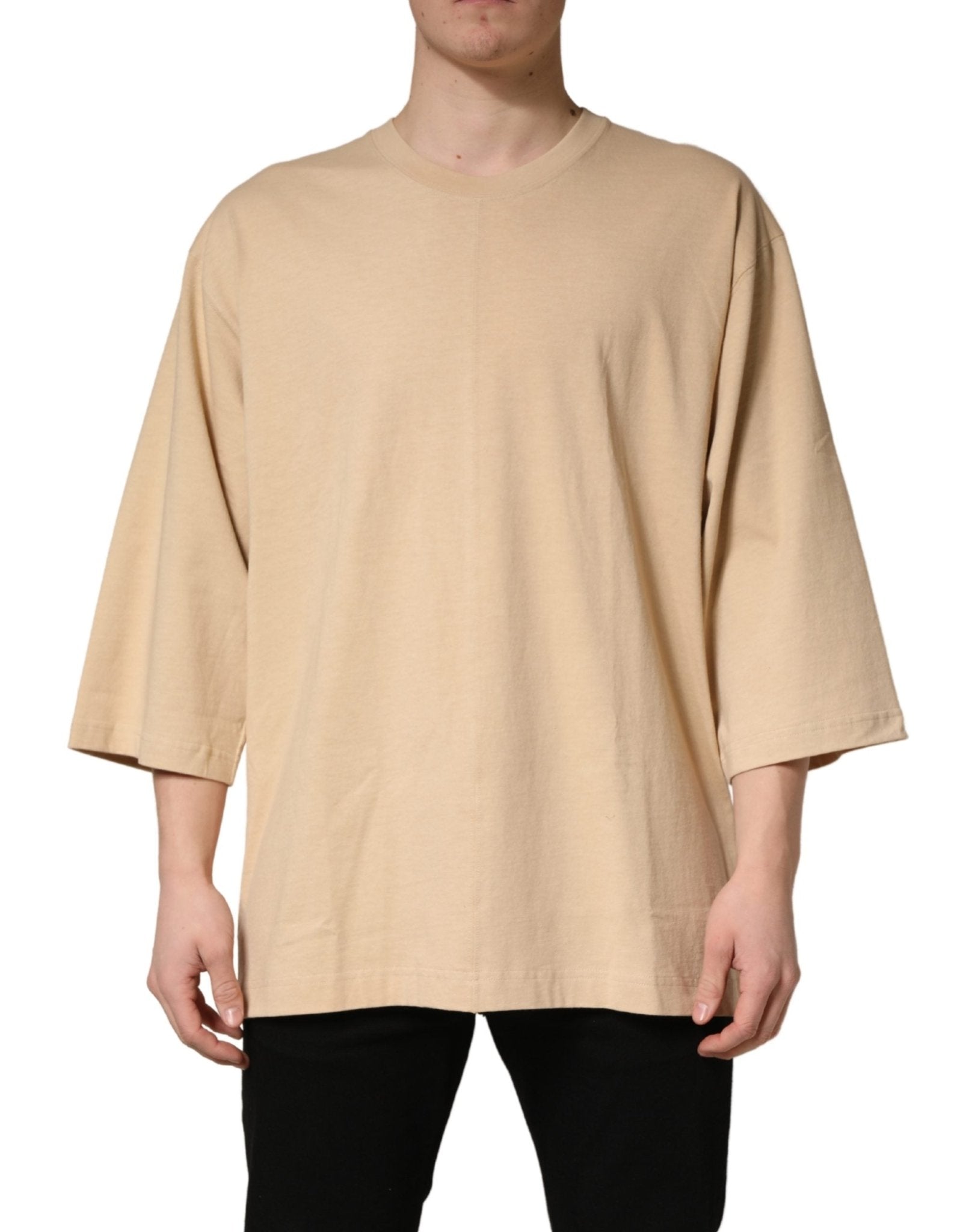 Dolce & Gabbana Beige Cotton Roundneck Oversized Fit T-shirt - RIMODA