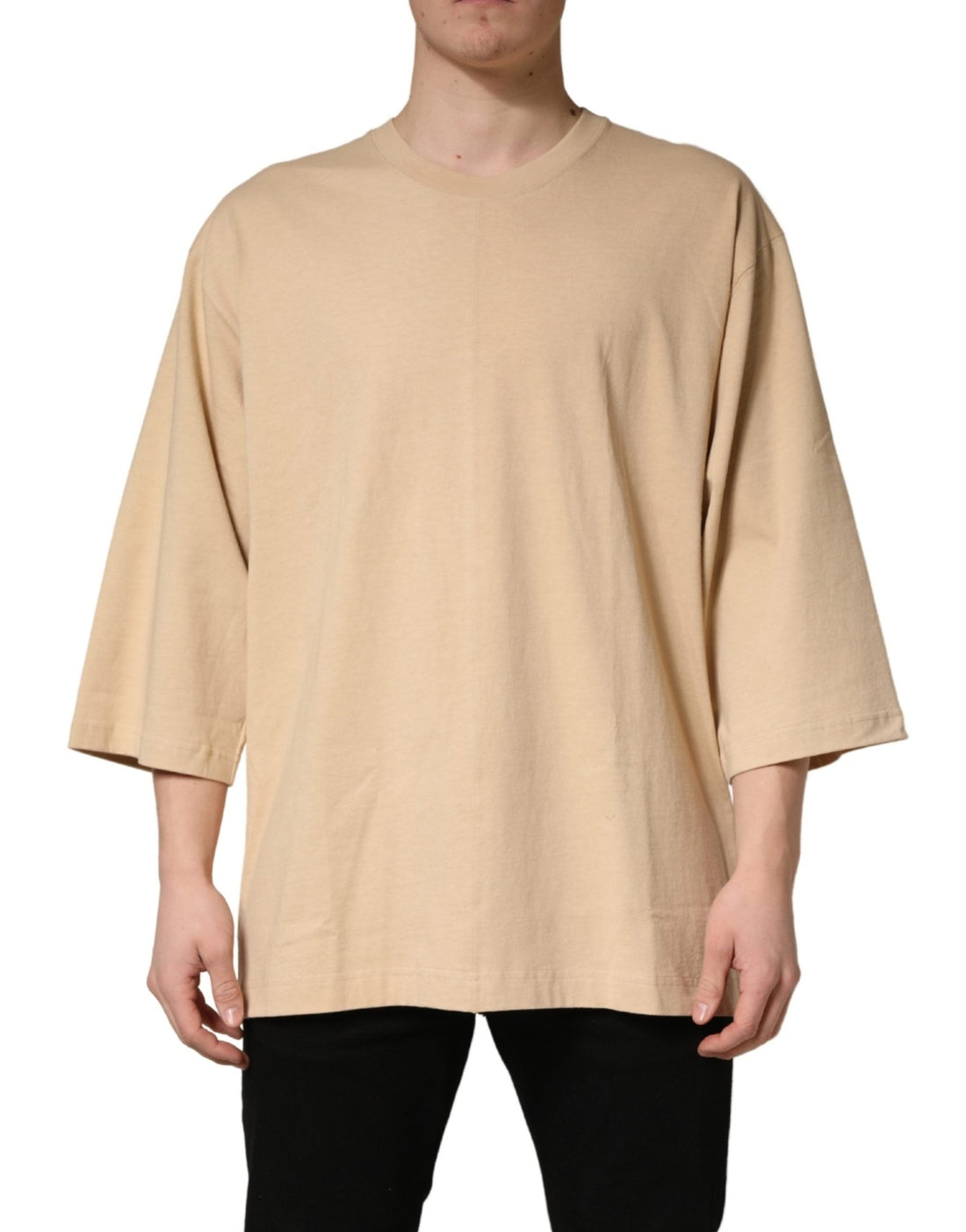 Dolce & Gabbana Beige Cotton Roundneck Oversized Fit T-shirt - RIMODA