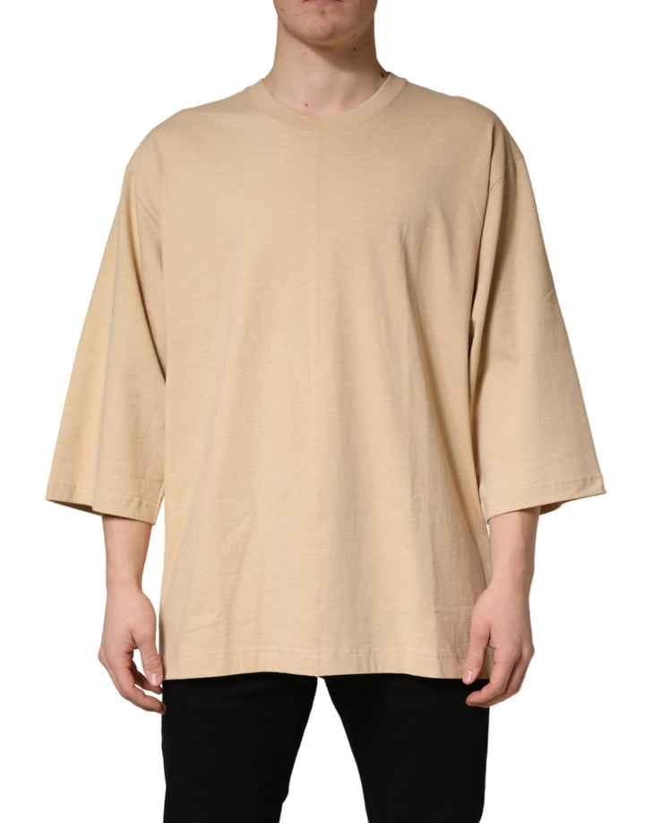 Dolce & Gabbana Beige Cotton Roundneck Oversized Fit T-shirt - RIMODA