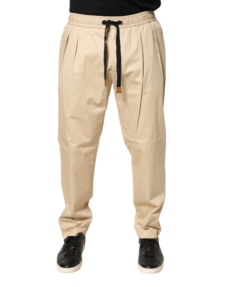 Dolce & Gabbana Beige Cotton Skinny Men Jogger Trouser Pants - RIMODA